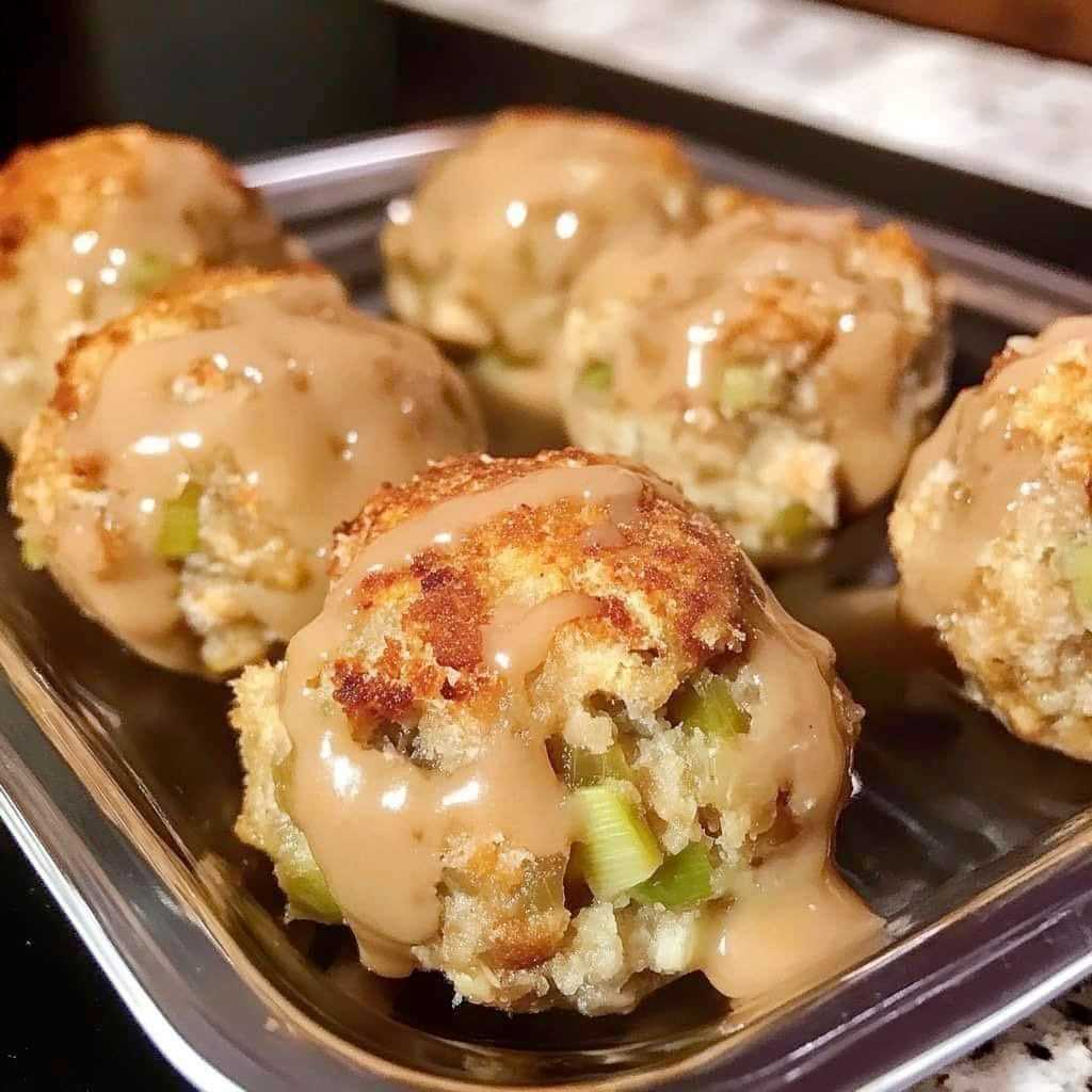 Balls made of leftover turkey and stuffing.