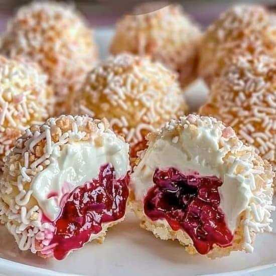 Irresistible Cream and Berry-Filled Pastry Balls: A Sweet Delight for All Occasions