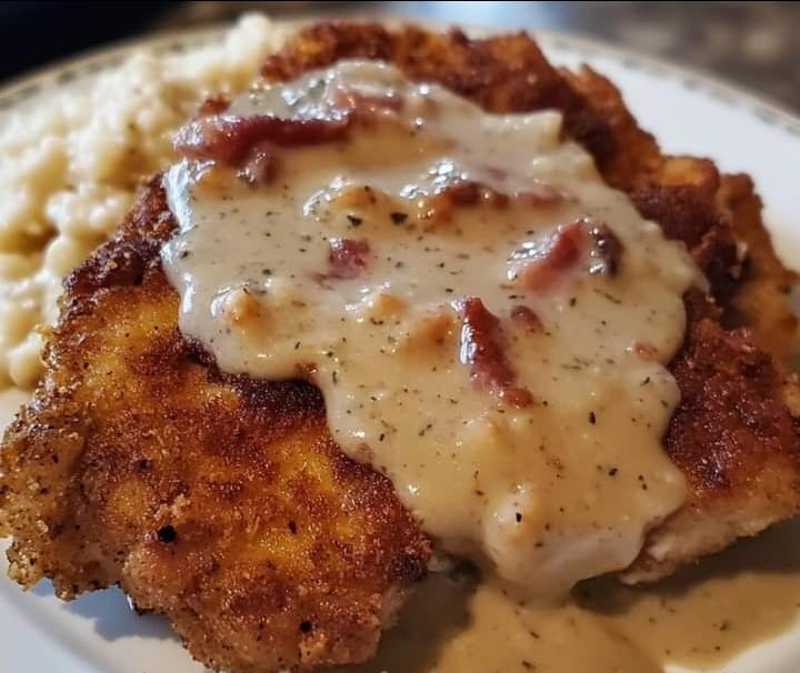 Country Fried Pork Chops with Bacon Gravy