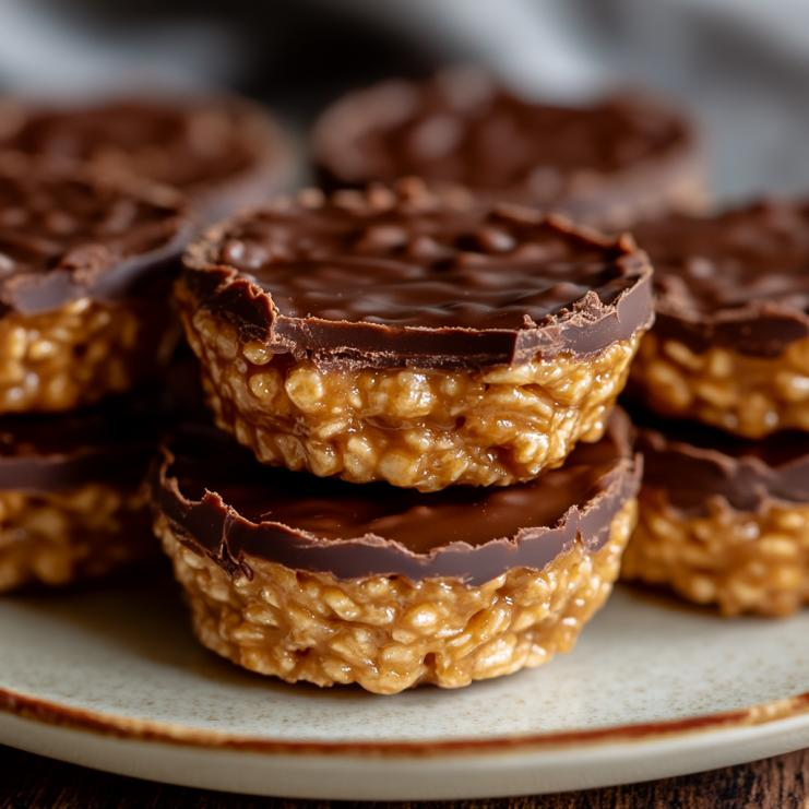 Indulgent Chocolate Peanut Butter Rice Krispy Cups